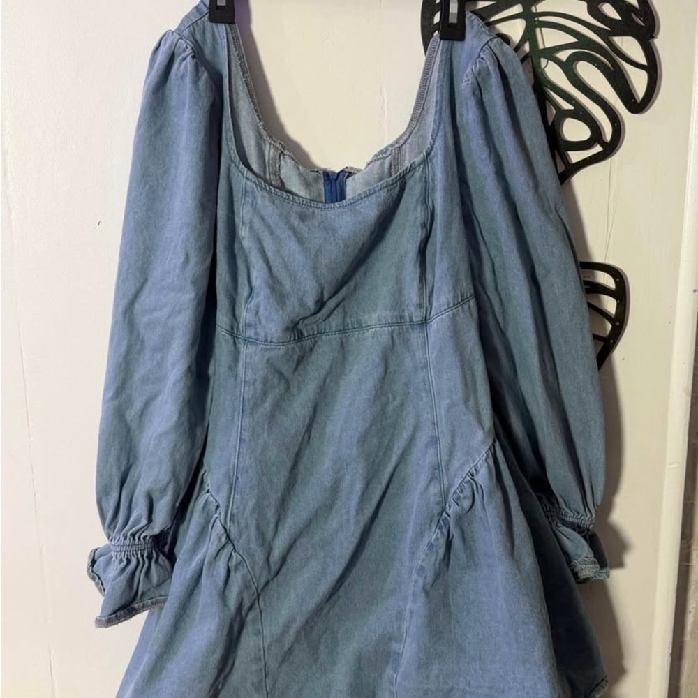 Blue Denim Dress with Long Sleeves